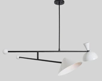 Lámpara colgante de contrapeso de estilo moderno de mediados de siglo: Lámpara de araña de latón hecha a mano