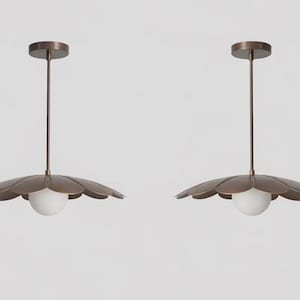 Brass Petal Pendant Light: Pair Of Modern Opal Globe Shade Floral Hanging Light Kitchen Hallway Bedroom Living Room Lighting Fixture