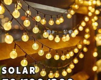 New Solar Crystal Globe LED String Lights LED Solar Outdoor Light IP65 Fairy Light Christmas Garland for Garden Party Decor