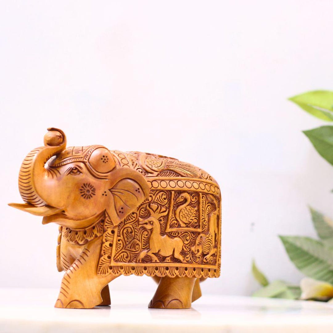 Elephant Wooden Handmade Decor Statue - Etsy