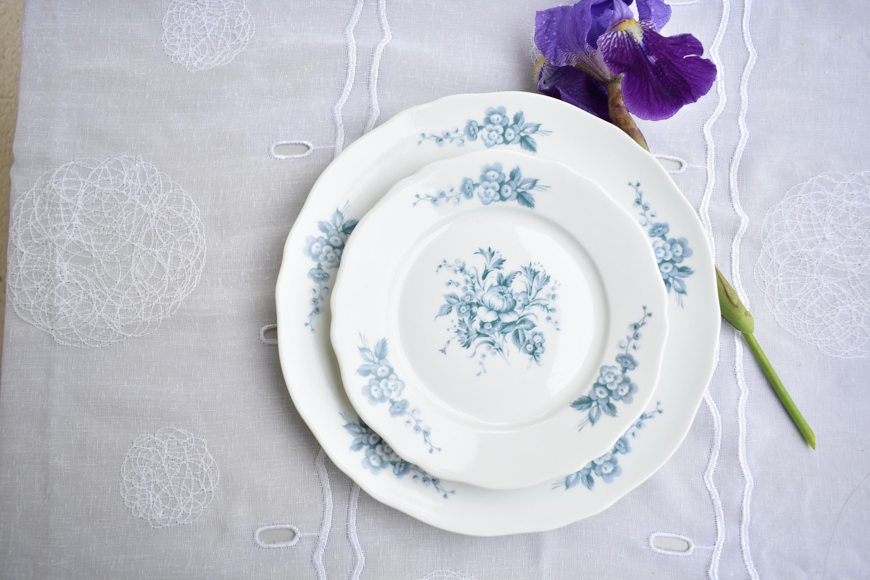 リモージュ磁器プレート6枚セット - アンティークブルーフラワー食器