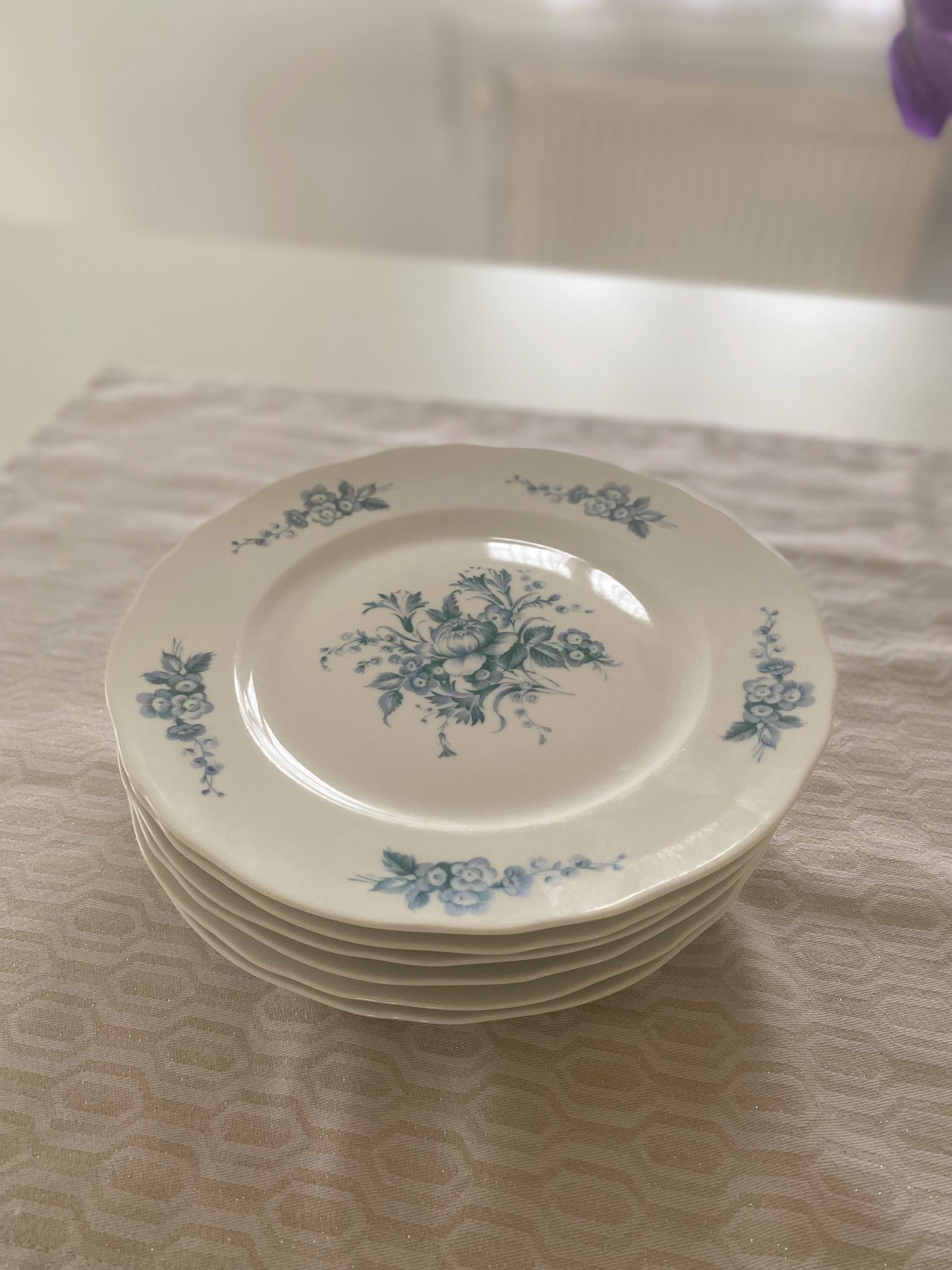 リモージュ磁器プレート6枚セット - アンティークブルーフラワー食器