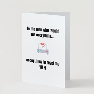Tarjeta divertida para el Día del Padre – Humor sobre Wi-Fi / Tarjeta imprimible de 5x7 (papel de 8,5x11) / Descarga instantánea
