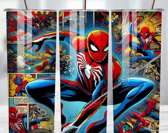 Spiderman Muster Tumbler Wrap, 20 Unzen Tumbler, Superheld Tumbler Wrap, Spiderman Aquarell Design Png, Superheld Tumbler Sublimation