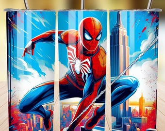 Spiderman Tumbler Wrap PNG, 20 oz Aquarell Splash Digital Design - hohe Auflösung - Sofortiger digitaler PNG Download