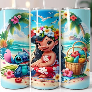 Stitch Summer Vibes Tumbler, Stitch Sublimation Designs, Lilo & Stitch Tumbler PNG, 20 oz Stitch Tumbler Wrap PNG, Stitch Wrap