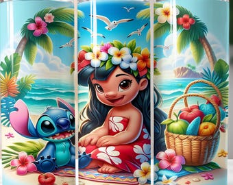Stitch Summer Vibes Becher, Stitch Sublimationsdesigns, Lilo & Stitch Tumbler PNG, 20 oz Stitch Tumbler Wrap PNG, Stitch Wrap