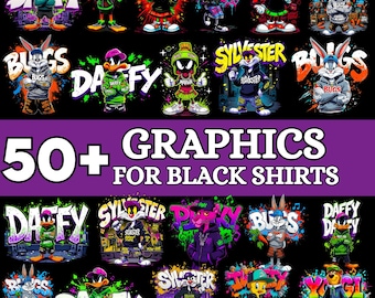 50+Cartoon Character T-Shirt Design Bundle – Digital Download PNG – 300 DPI High-Resolution Printable Art
