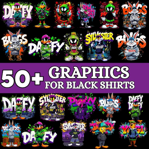 50+Cartoon Character T-Shirt Design Bundle – Digital Download PNG – 300 DPI High-Resolution Printable Art