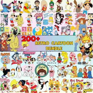 200+Fun Cartoon png Files, Vintage Cartoon Clipart Collection, Cartoon Characters PNG, Cartoon SVG Files from the 1980s and 90s