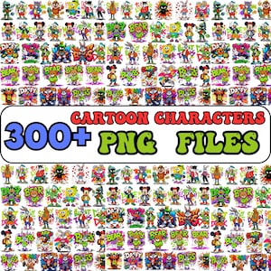Cartoon Character PNG Bundle | Cute Clipart for Sublimation & T-Shirts | Transparent Background | Kawaii Kids Stickers Pack
