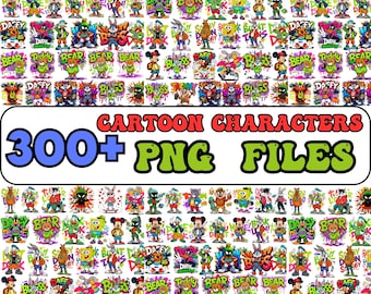 Cartoon Character PNG Bundle | Cute Clipart for Sublimation & T-Shirts | Transparent Background | Kawaii Kids Stickers Pack