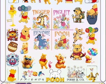 170+Winnie the Pooh SVG PNG Clipart Bundle, Winnie the Pooh png, Winnie the Pooh svg, Winnie the pooh birthday invitations, Eeyore Piglet
