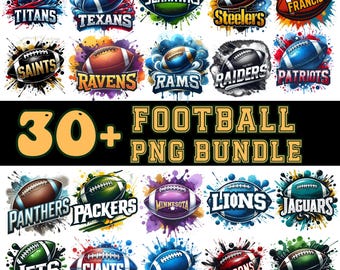Watercolor Football Clipart, PNG Bundle (Commercial Use)