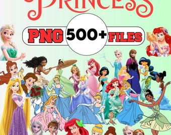 princess png clipart bundle, anna elsa png clipart, belle png clipart, tiana png clipart, rapunzel png, moana cinderella jasmine mermaid