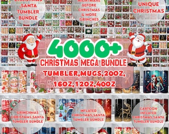 4000+Mega Christmas Tumbler Wrap Designs Bundle, Christmas 20oz Tumbler, Christmas Inflated Tumbler, Christmas Sublimation Design