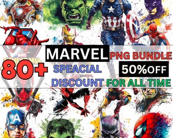 Marvel PNG Bundle: Marvel Superhero Clipart Set, Digital Download for T-Shirts, Mugs, and Crafts, Superhero PNGs for DIY Projects