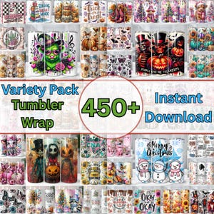 20oz Sublimation Tumbler Designs, 20oz Skinny Tumbler, Halloween, Christmas Watercolor, Variety Pack  Mega Tumbler Wrap Bundle PNG