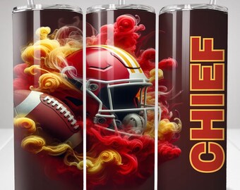 CHIEFS 20oz skinny beker wrap png, sport mascotte beker naadloos ontwerp, 20oz sublimatie beker digitale downloadsjabloon