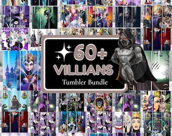 80+Villain 20oz Tumbler Wrap Bundle | Evil Characters PNG | Dark Fantasy Tumbler Designs
