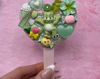 kawaii green bear handheld junk mirror