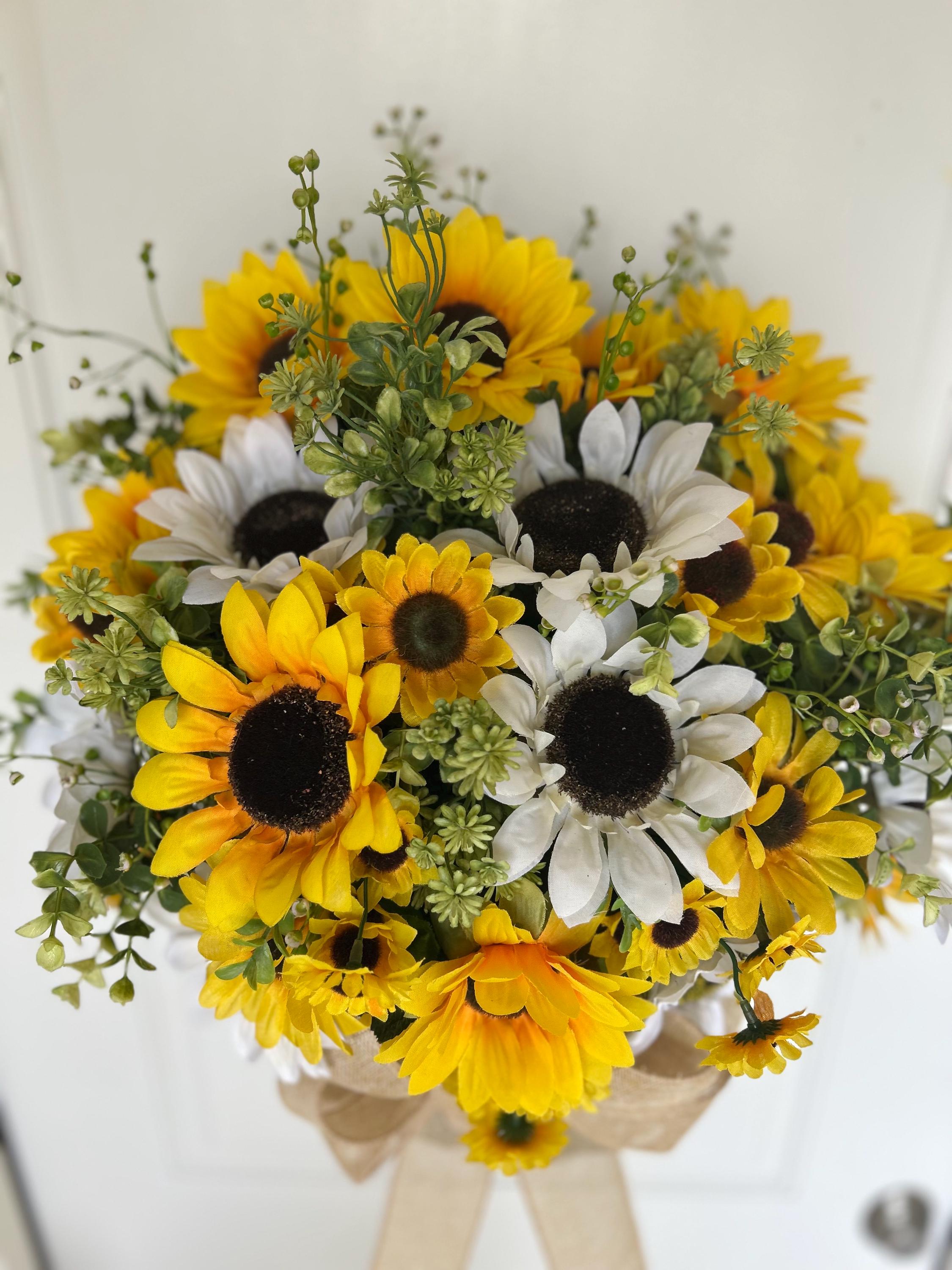 Sunflower Basket Door Hanger | Farmhouse Spring & Summer Wreath ...