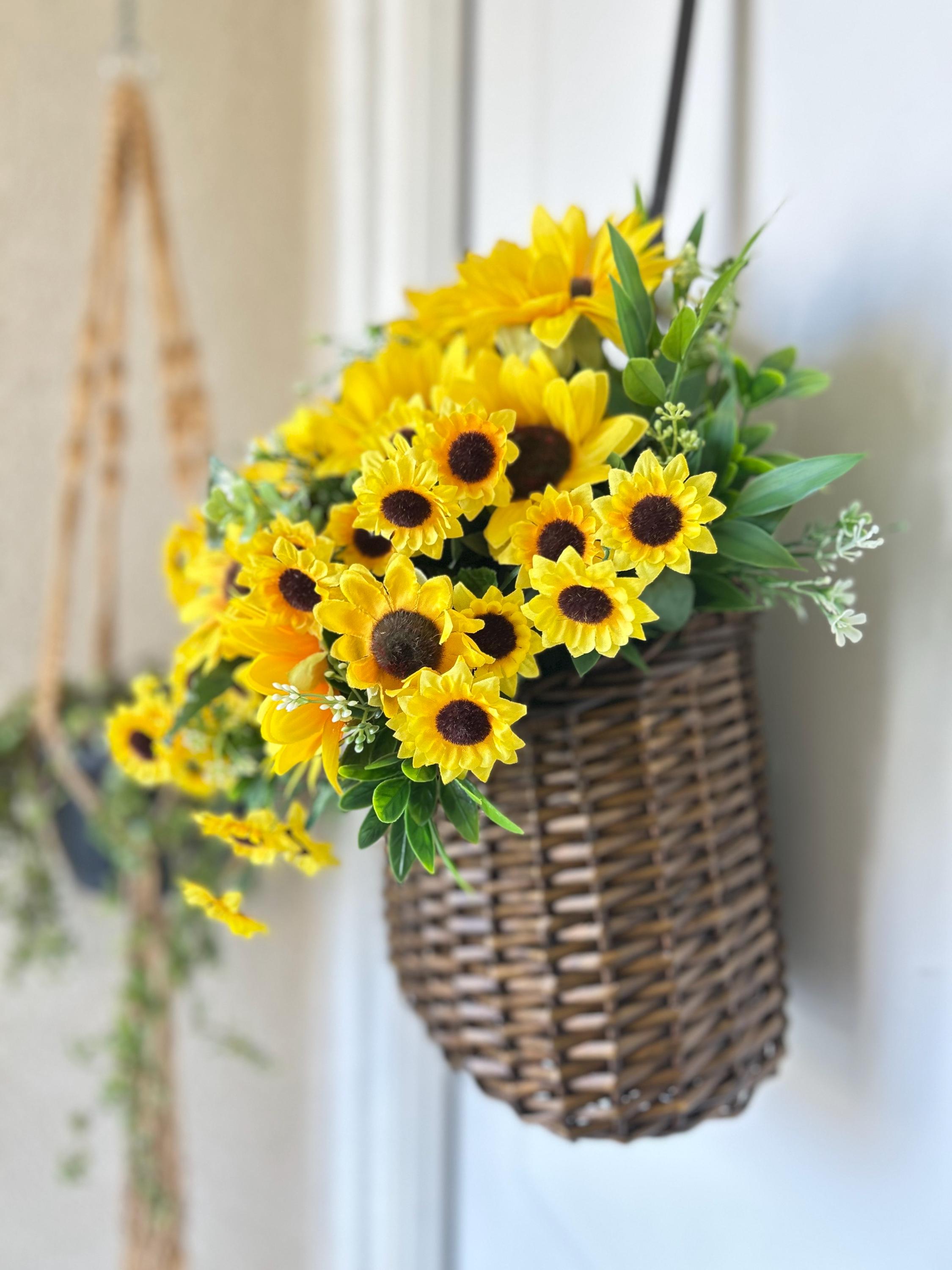 Sunflower Door Basket Wreath| Summer Floral Decor - Etsy