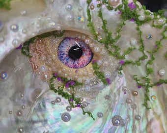 Polymer Clay Eye of the Fae Abalone Shell Altar Dish