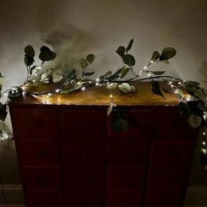 NWOT Lighted Faux Eucalyptus Garland - 6 ft - Battery Operated w/ Timer