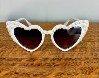 Pearl Heart Sunglasses - Retro - Bridal Bride Bachelorette