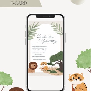Birthday Animals Digital Invitation Whatsapp Invitation personalized template to print Children&#39;s birthday invitation for children