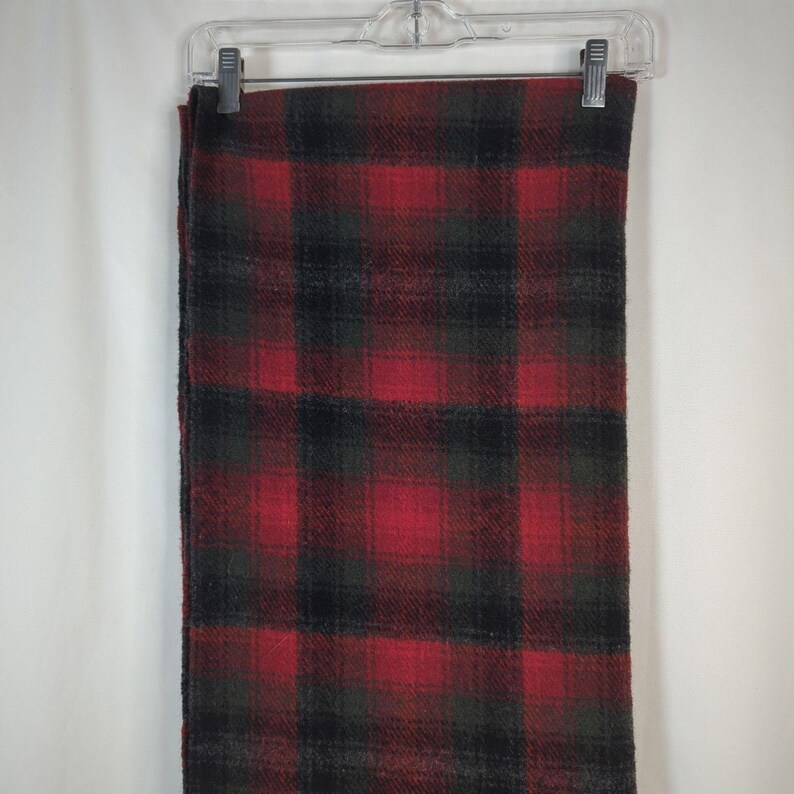 Pendleton Virgin Wool Fringed Throw Blanket Vintage Red Gray Plaid 70 x 54 USA zdjęcie 3