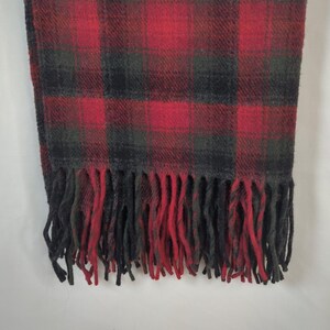 Pendleton Virgin Wool Fringed Throw Blanket Vintage Red Gray Plaid 70 x 54 USA zdjęcie 2