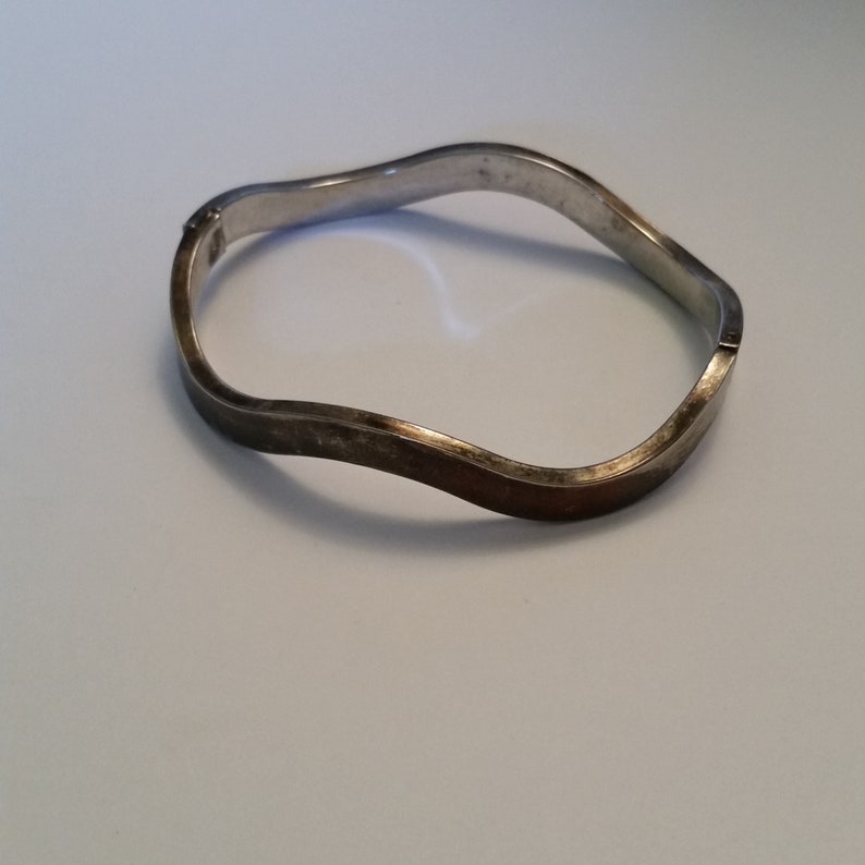 Sterling Silver Wavy Hinged Bangle Bracelet Stamped 925 Etsy