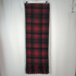 Pendleton Virgin Wool Fringed Throw Blanket Vintage Red Gray Plaid 70 x 54 USA zdjęcie 7
