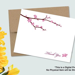 Printable Thank You Card, Cherry Blossom Card, Wedding Thank You Card, 2 Sizes, 5x7 Greeting Card, A2, Print at Home, Digital Download T001 image 4