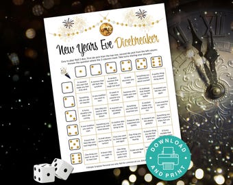 New Years Eve Dicebreaker, Printable Icebreaker Game, New Years Conversation Starters, New Years Eve Icebreaker Questions, Family Game Night