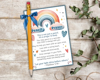 Christian Pencil Prayer Tag, Sunday School Activity, VBS Pencil Prayer, Religious Gifts, Prayer Cards, Pencil Holder, Christian Gift Tags