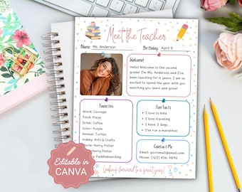 Editable Meet the Teacher Template, All About My Teacher, Back to School Night, First Day of School, Get to Know Me Questionnaire