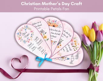 Christian Mother's Day Craft, Printable Mother's Day Bible Verse Activity, Sunday School Gift for Mom, Scripture Activity