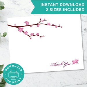 Printable Thank You Card, Cherry Blossoms Thank You Card, Cherry Blossoms, Wedding, Digital Card, Printable Card, INSTANT DOWNLOAD