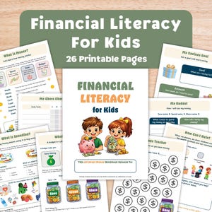 Cahier d'exercices sur la littératie financière, Budget imprimable pour les enfants, Activités de gestion de l'argent, Suivi des allocations familiales, Tableau des tâches ménagères pour les enfants, Argent pour les enfants