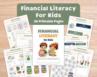Financial Literacy Workbook, Printable Budgeting for Kids, Money Management Activities, Kids Allowance Tracker, Chore Chart Kids, Kids Money