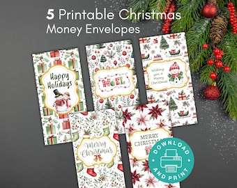 Christmas Money Gift Envelope Printable, Holiday Currency Envelope, Holiday Cash Gift Envelopes, Cash Money Holder, Stocking Stuffer Gift
