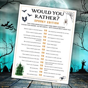 Jeu d'Halloween « Préférez-vous ceci ou cela ? », jeu imprimable pour une fête d'Halloween, jeu « Ceci ou cela », jeu d'Halloween amusant pour les enfants