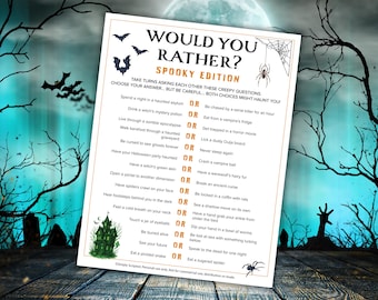 Halloween Would You Rather Game, Printable Halloween Party Game, This or That Game, Fun Halloween Game for Kids