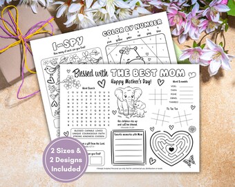 Christian Mother's Day Placemat, Sunday School Coloring, Mother's Day Bible Verse Activity Placemat, Proverbs 31:28 Activity for Kids
