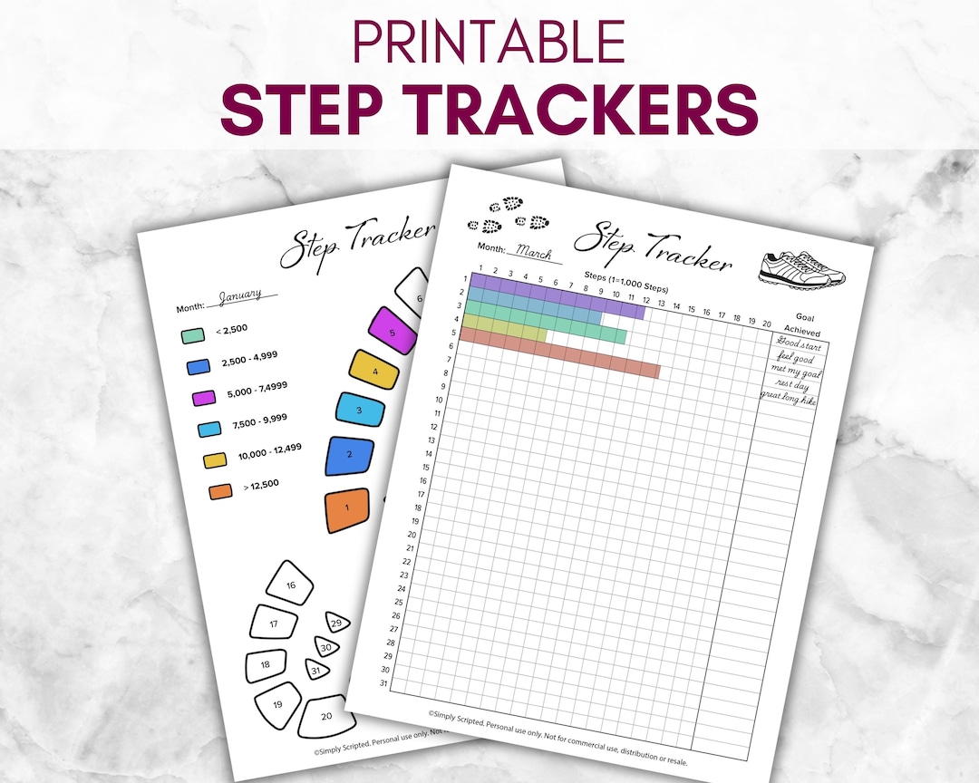 Step Log Examples Monthly Step Tracker, Daily Step Counter, Printable Walking Tracker ...