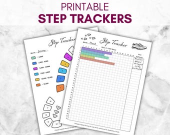 Rastreador de pasos mensual, contador de pasos diario, rastreador de caminatas imprimible, registro de pasos, diario de salud, rastreador de progreso físico