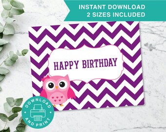 Printable Birthday Card, Kids Birthday Card, Chevron Birthday Card, 2 Sizes, 5x7 Greeting Card, A2, Print at Home, Digital Download B001